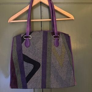 Pucci wool herringbone and leather tote bag